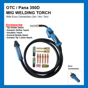 OTC / Pana 350D MIG WELDING TORCH With Euro Connection (3m / 4m / 5m)